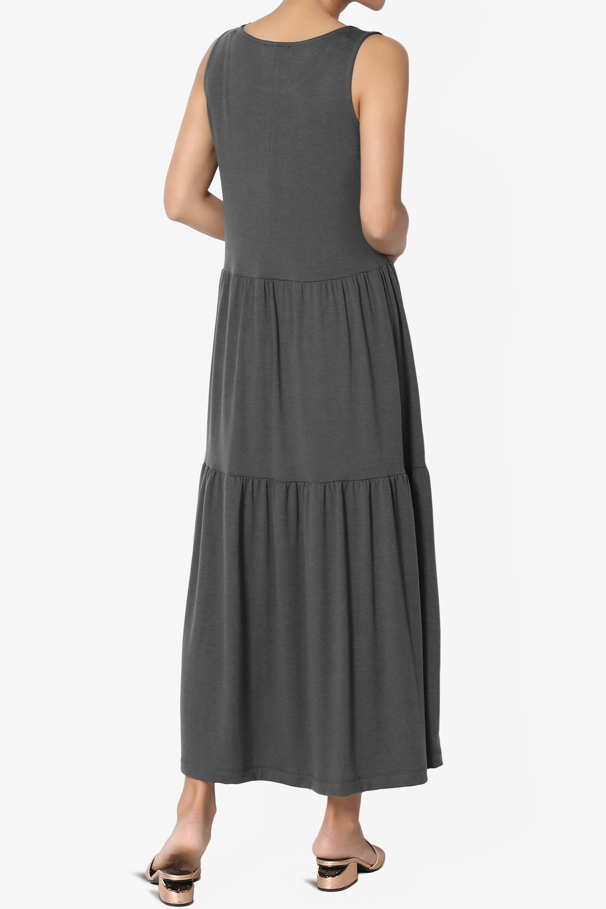 Macie Sleeveless Tiered Jersey Long Midi Dress ASH GREY_2