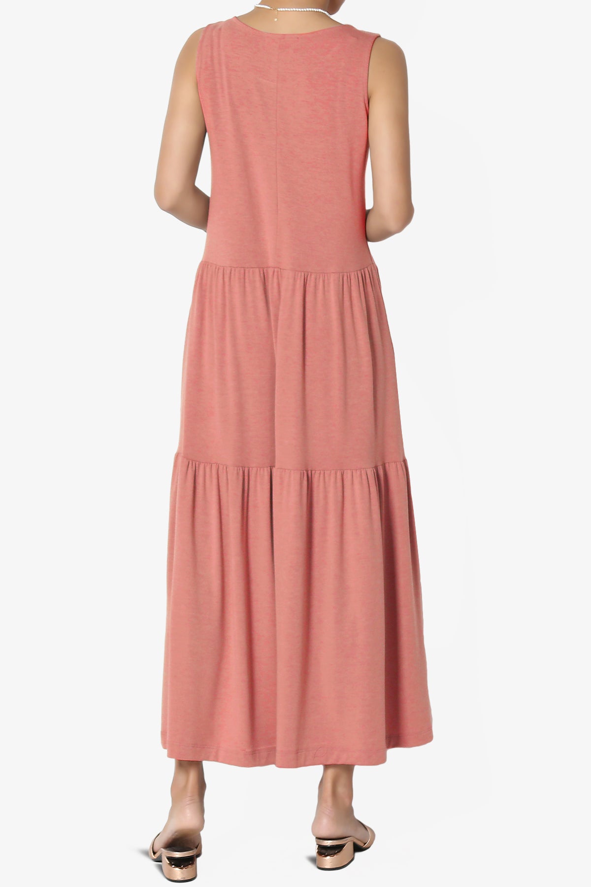 Macie Sleeveless Tiered Jersey Long Midi Dress ASH ROSE_2