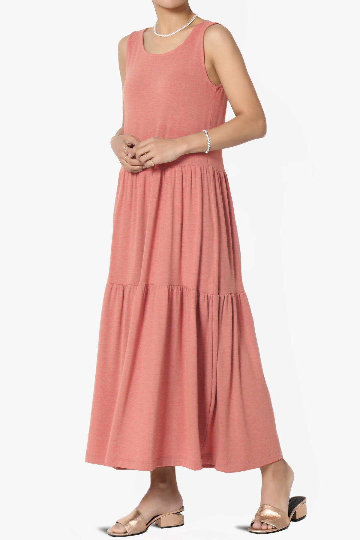 Macie Sleeveless Tiered Jersey Long Midi Dress ASH ROSE_3