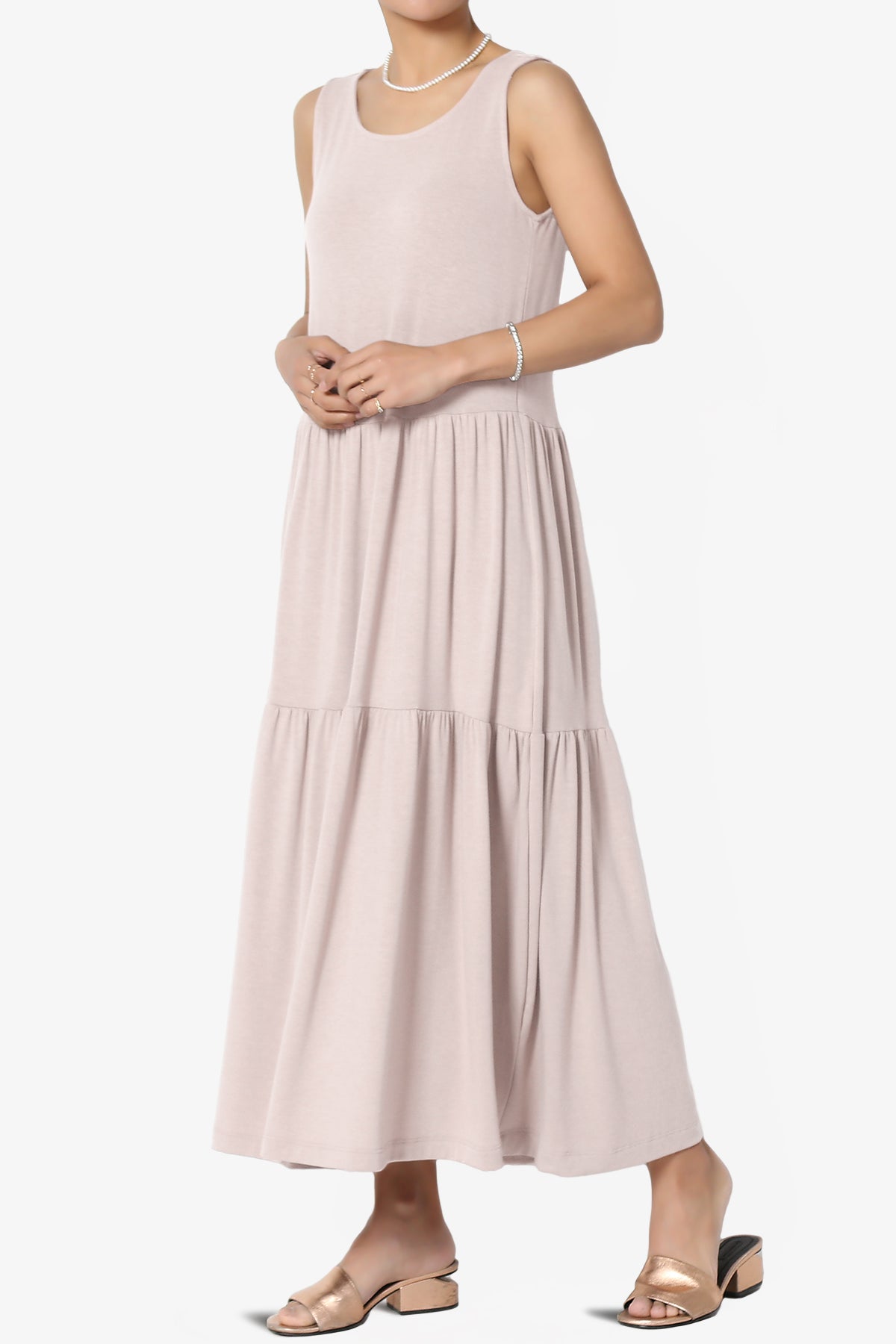 Macie Sleeveless Tiered Jersey Long Midi Dress DUSTY BLUSH_3