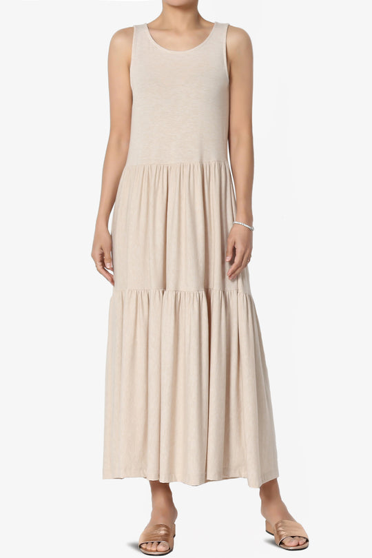 Macie Sleeveless Tiered Jersey Long Midi Dress