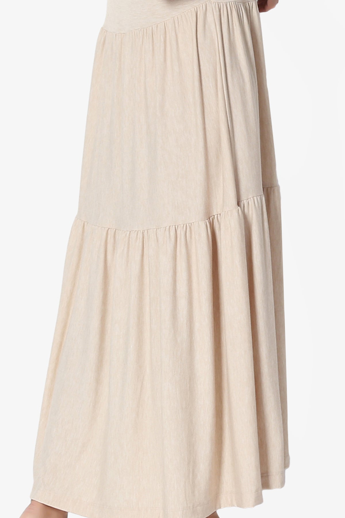 Macie Sleeveless Tiered Jersey Long Midi Dress HEATHER BEIGE_5