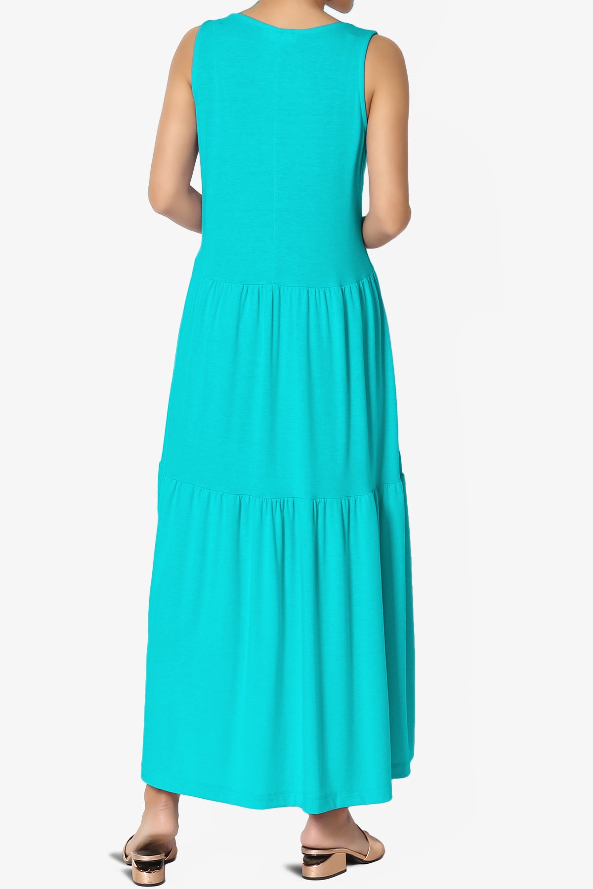 Macie Sleeveless Tiered Jersey Long Midi Dress ICE BLUE_2