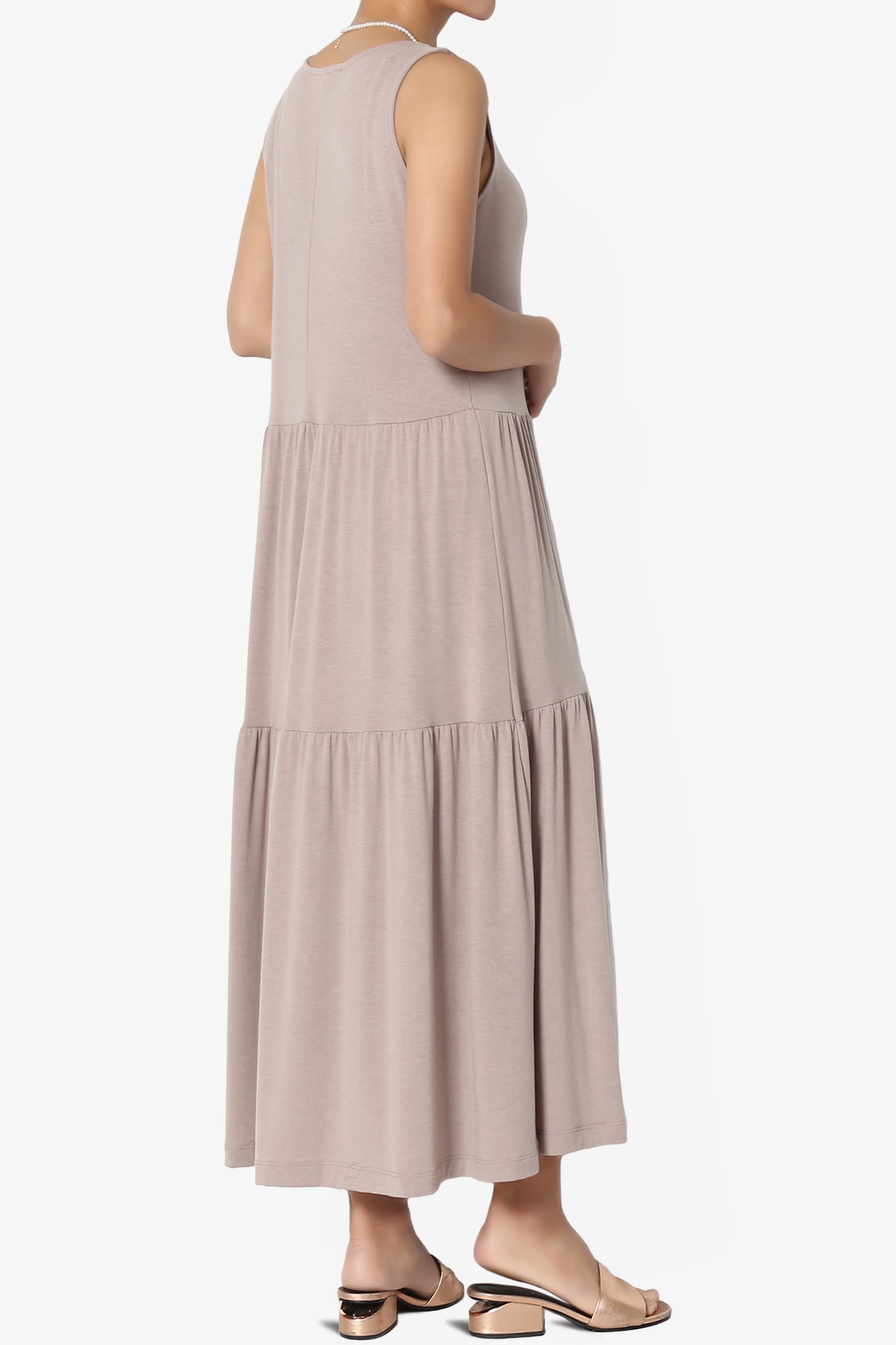 Macie Sleeveless Tiered Jersey Long Midi Dress LIGHT MOCHA_4