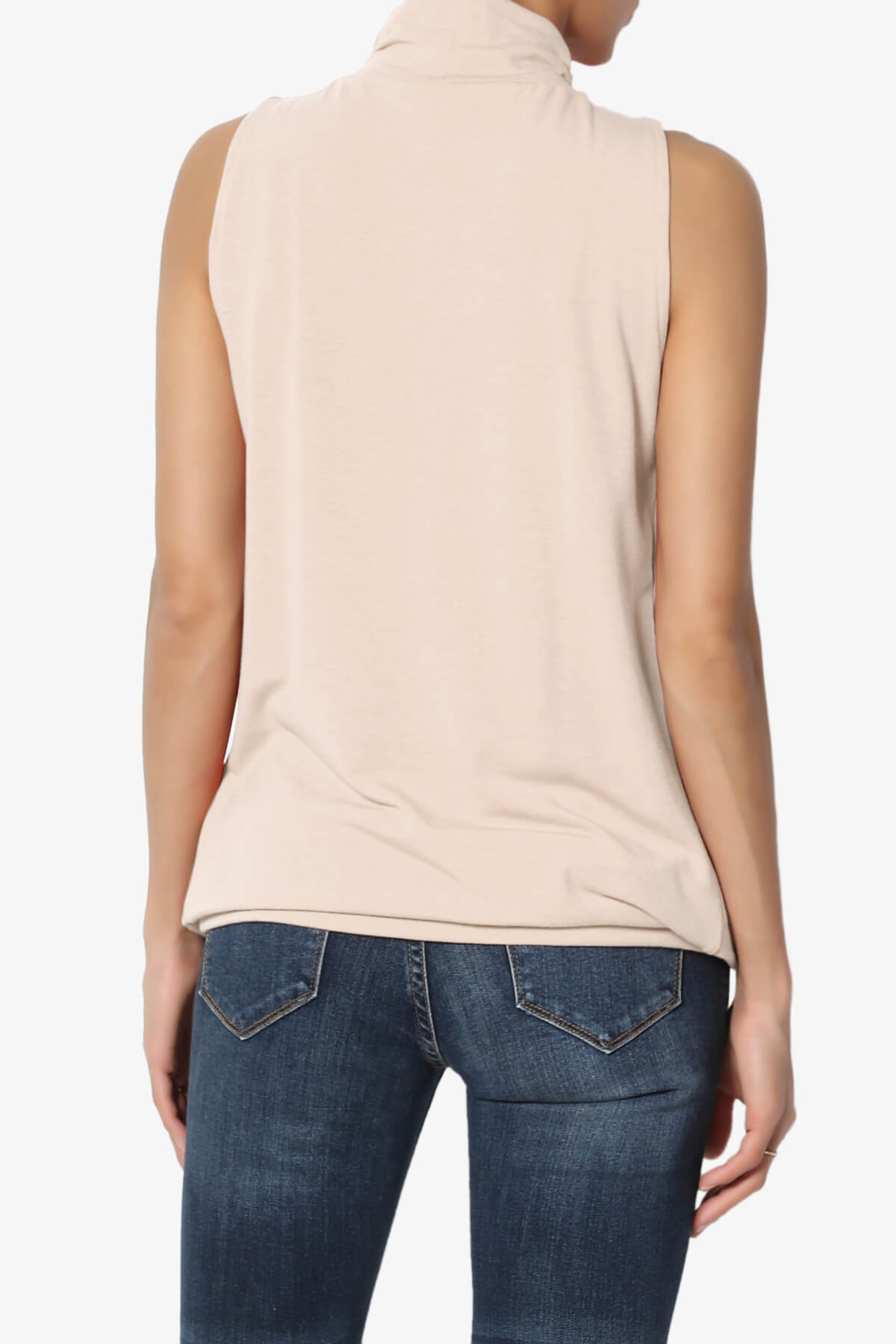 Jibbitz Sleeveless Mock Neck Pleated Top DUSTY BLUSH_2