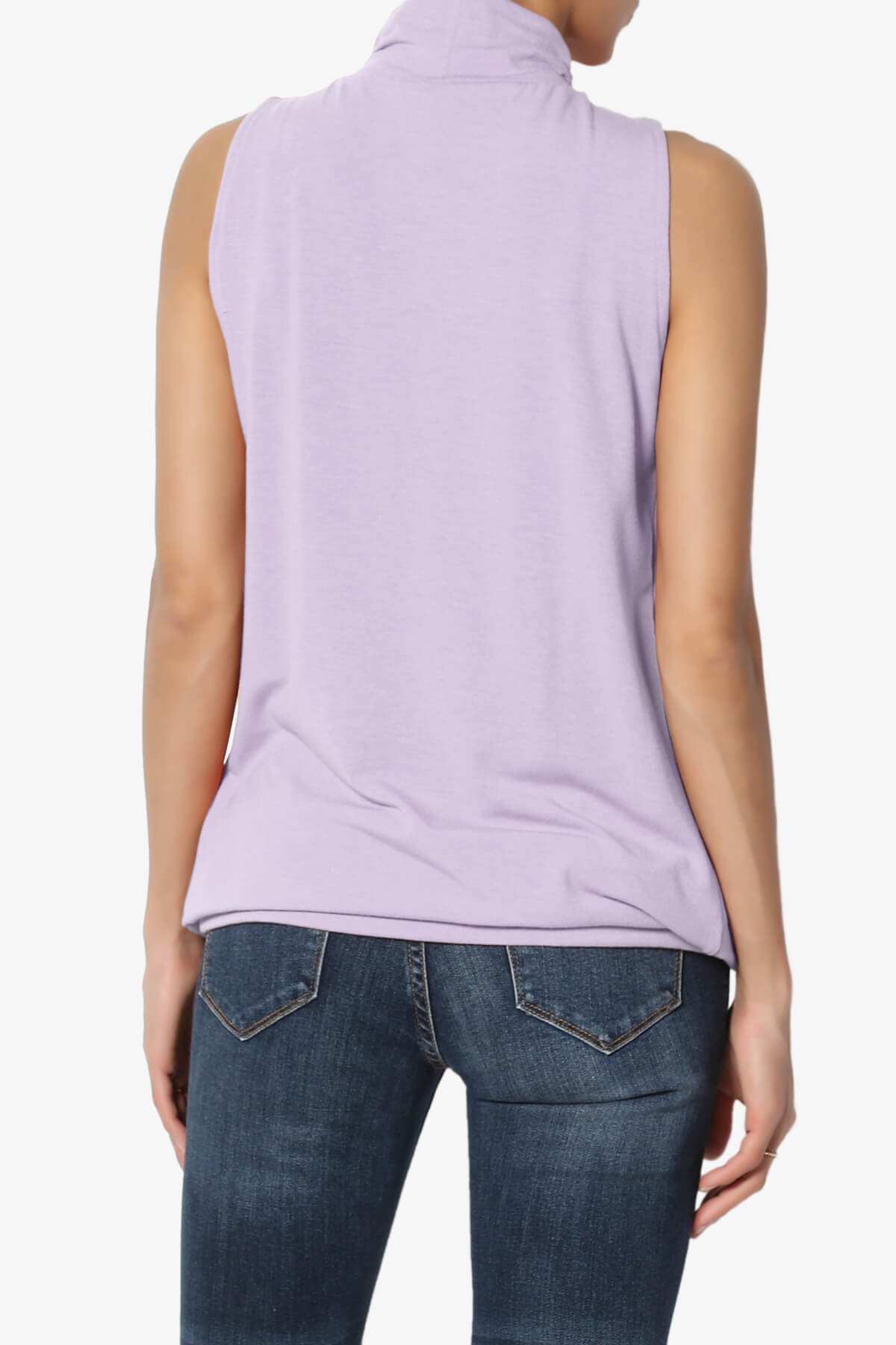 Jibbitz Sleeveless Mock Neck Pleated Top DUSTY LAVENDER_2