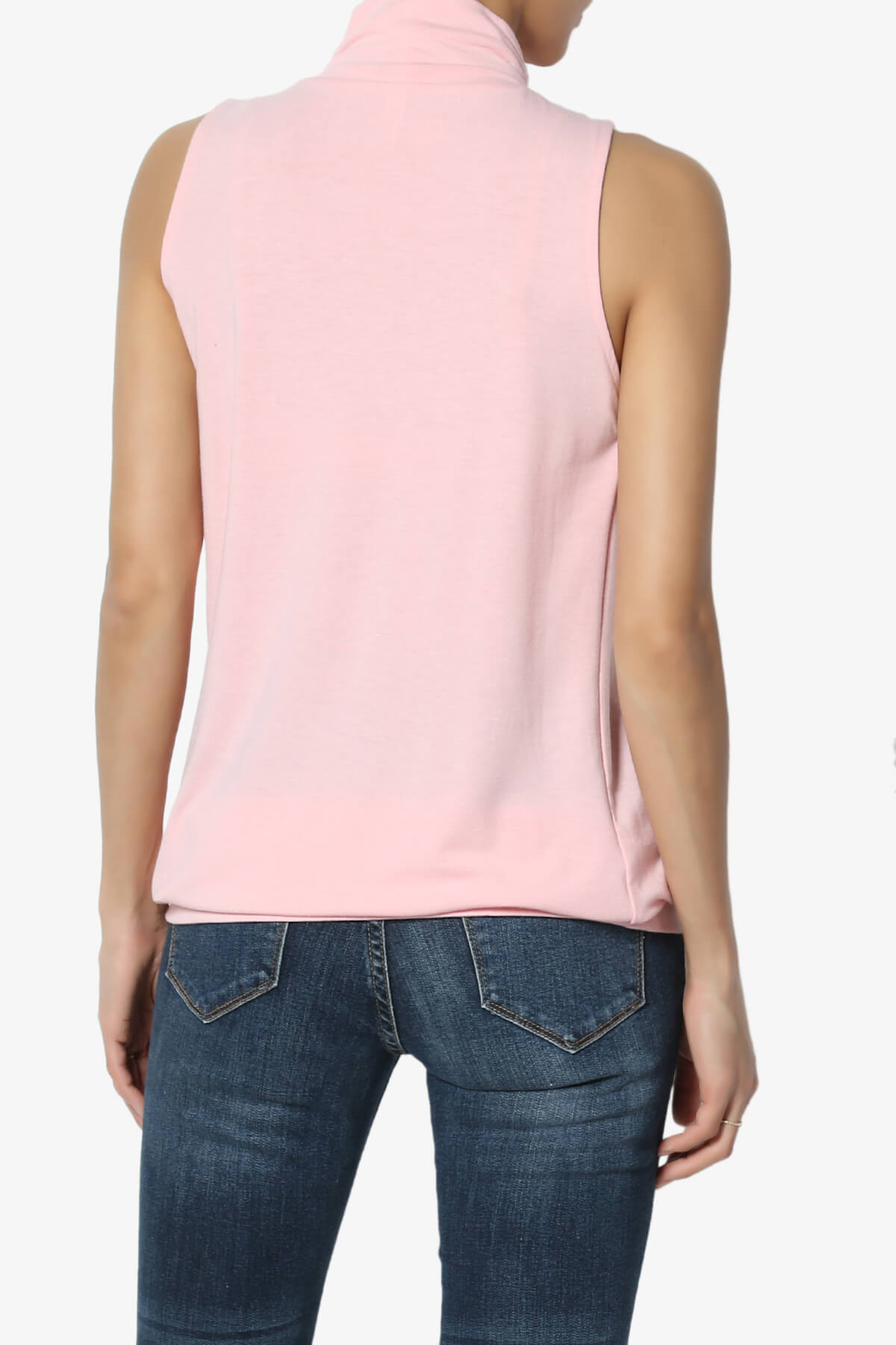 Jibbitz Sleeveless Mock Neck Pleated Top DUSTY PINK_2