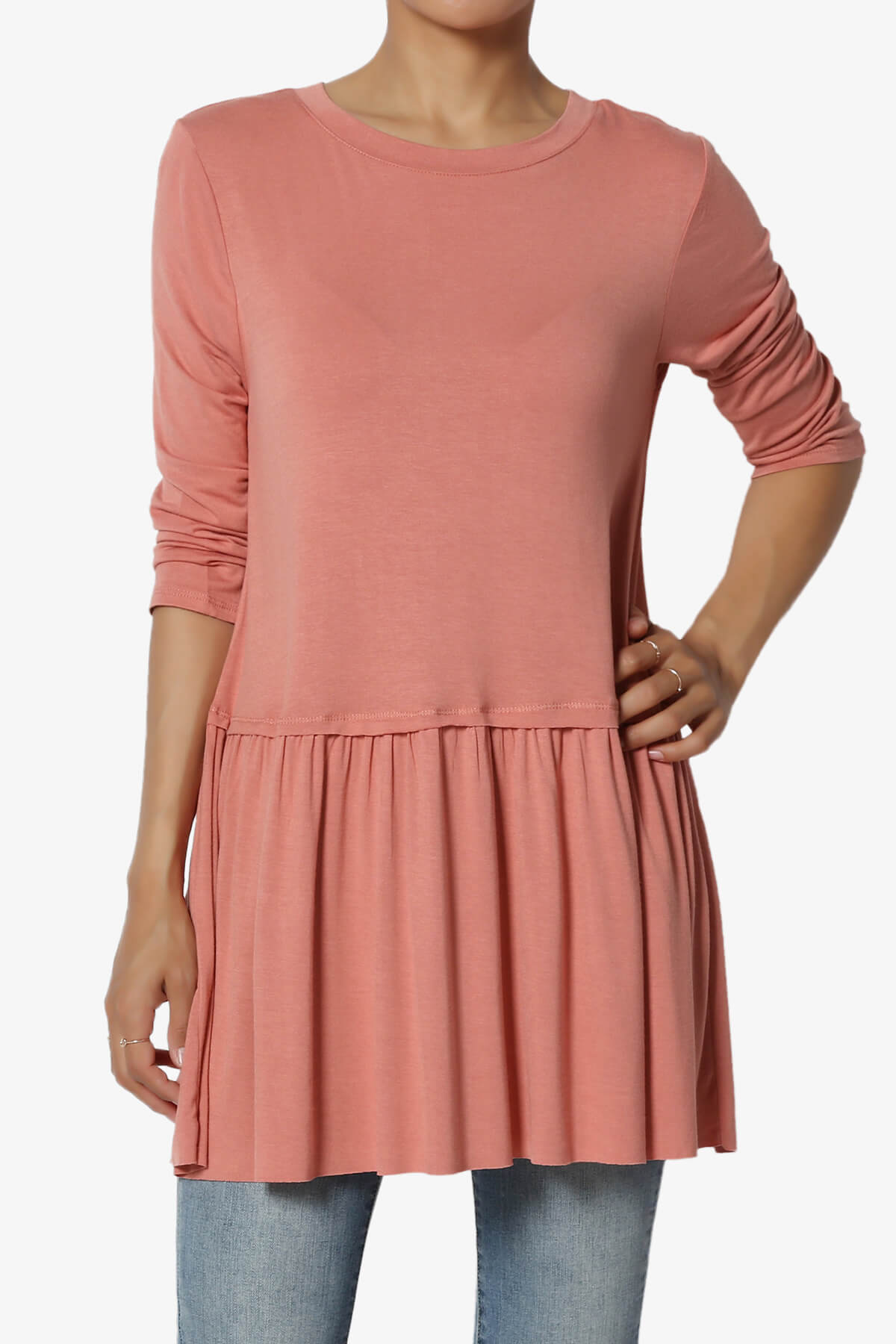 Tofino 3/4 Sleeve Pleated Peplum Top