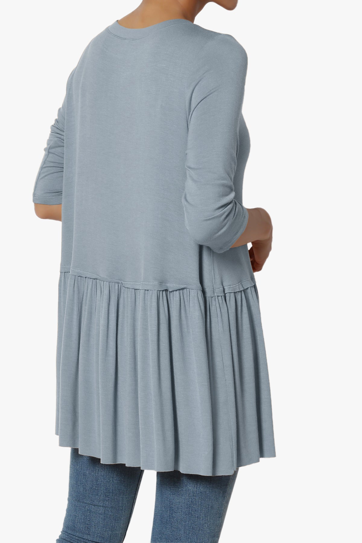 Tofino 3/4 Sleeve Pleated Peplum Top