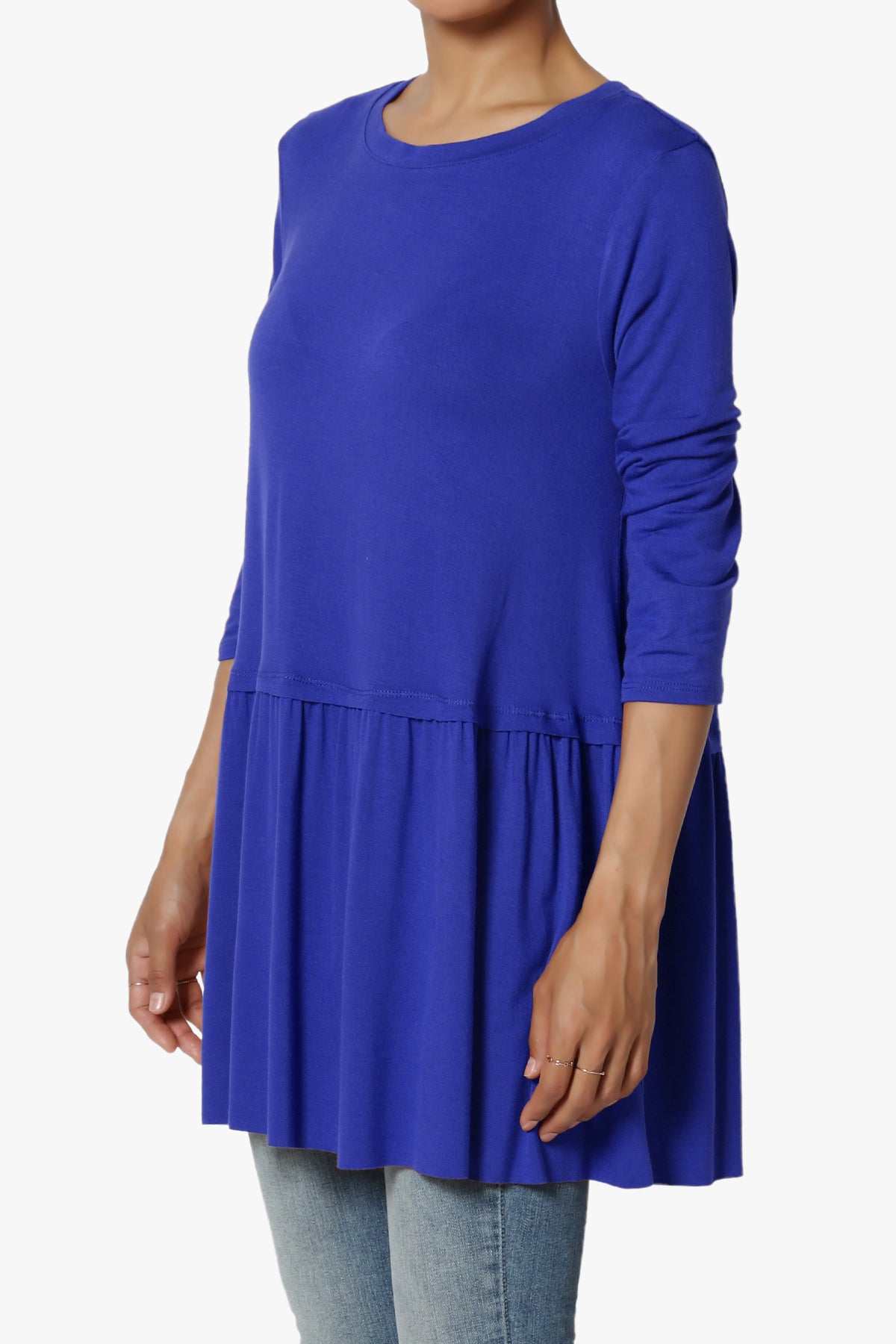 Tofino 3/4 Sleeve Pleated Peplum Top