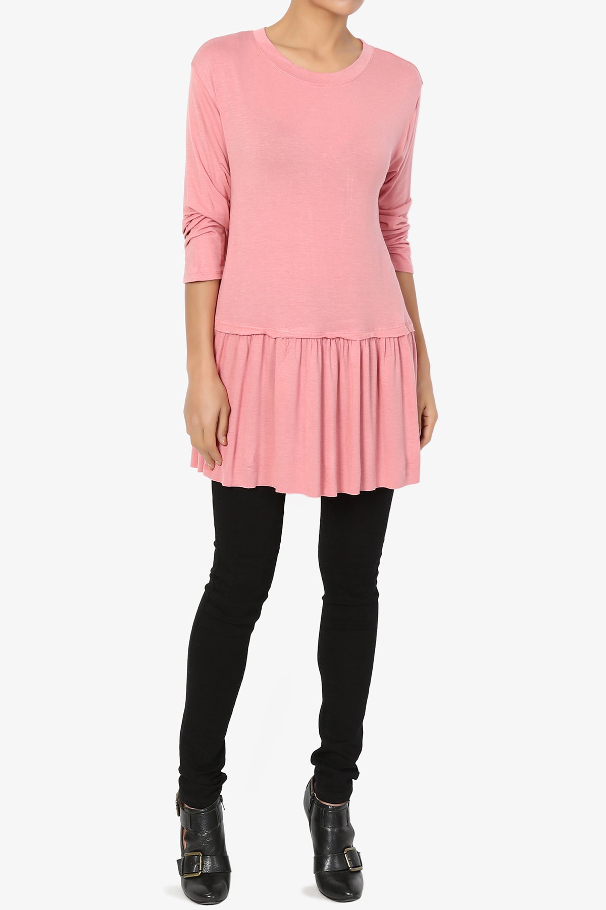 Tofino 3/4 Sleeve Pleated Peplum Top