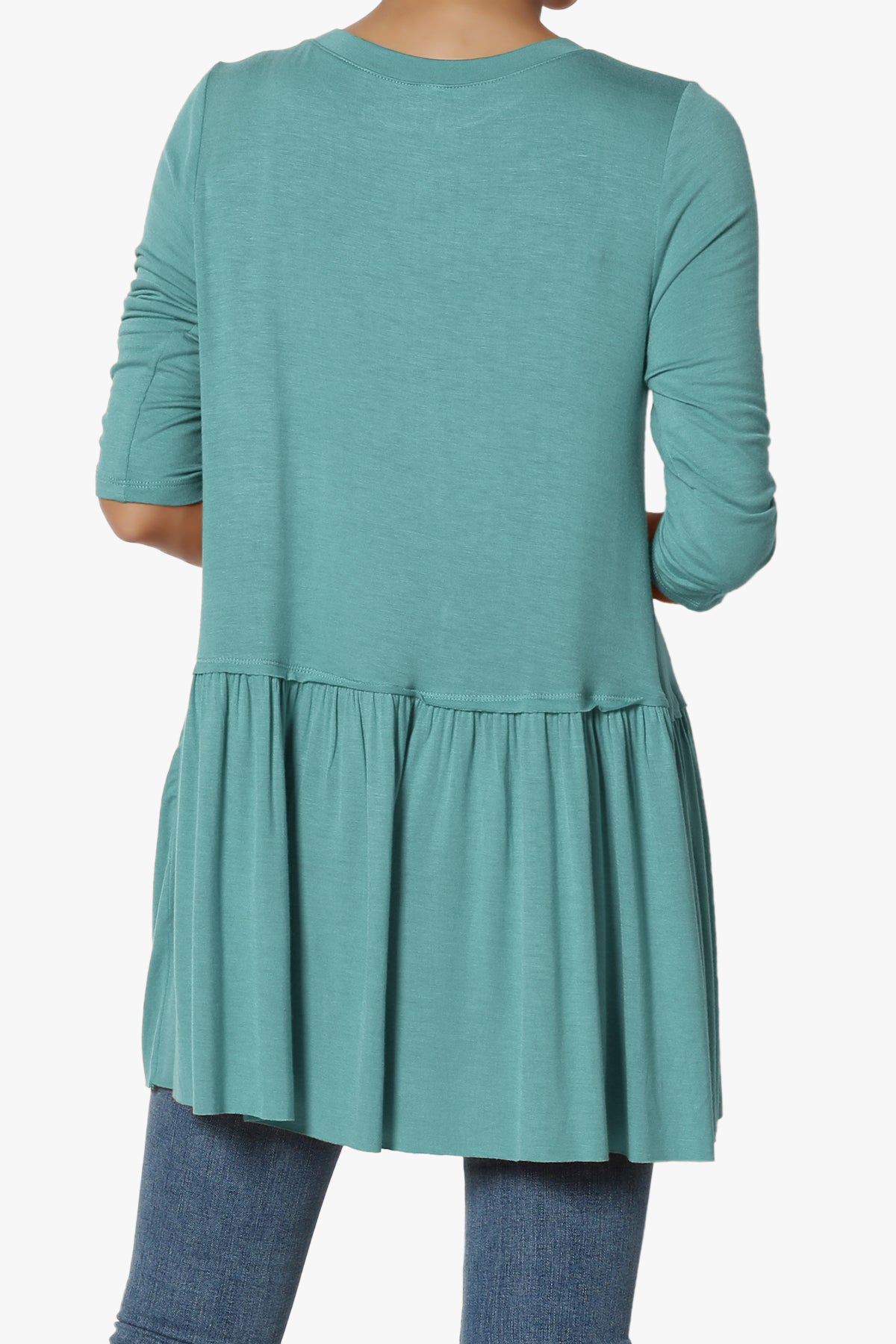 Tofino 3/4 Sleeve Pleated Peplum Top