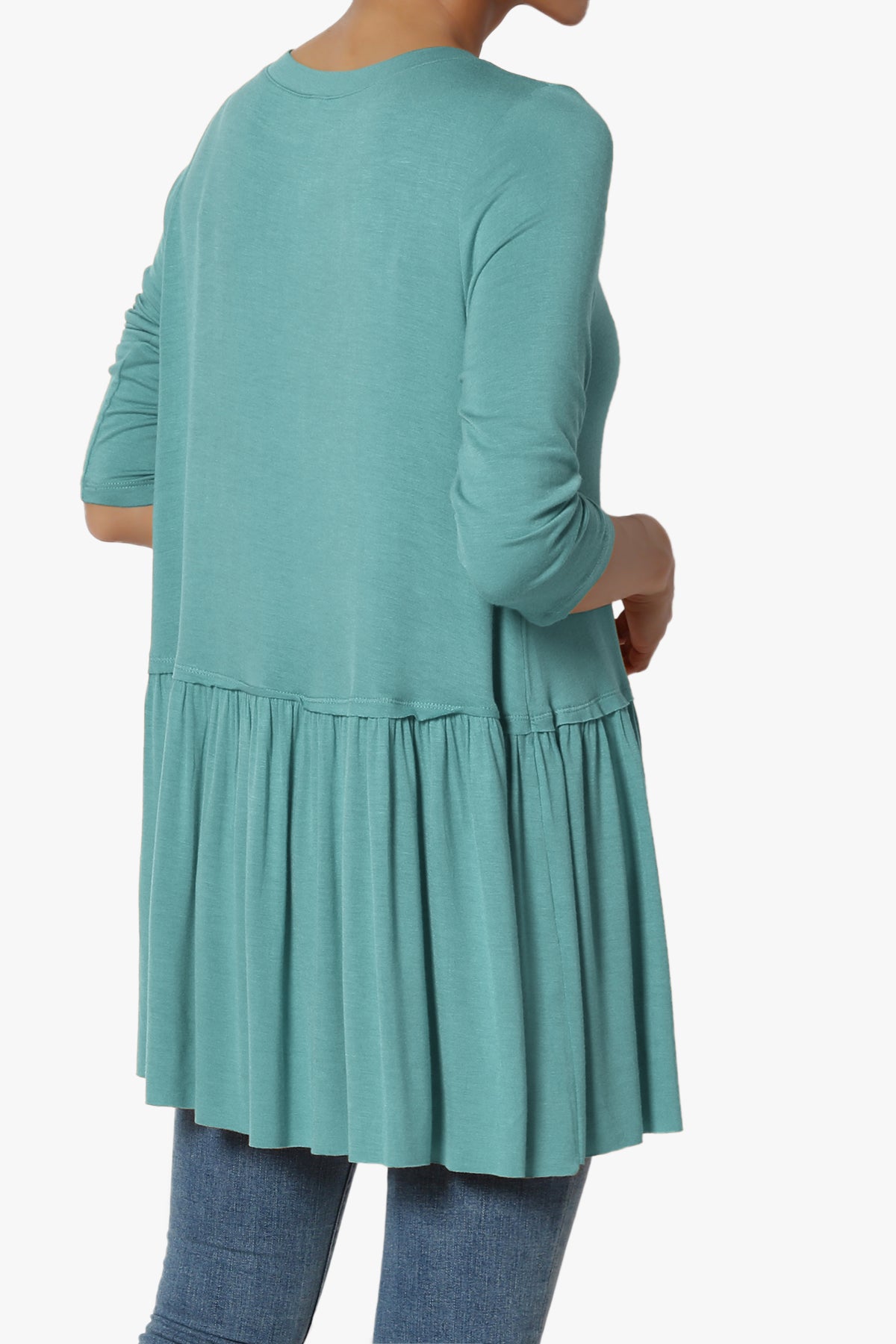 Tofino 3/4 Sleeve Pleated Peplum Top