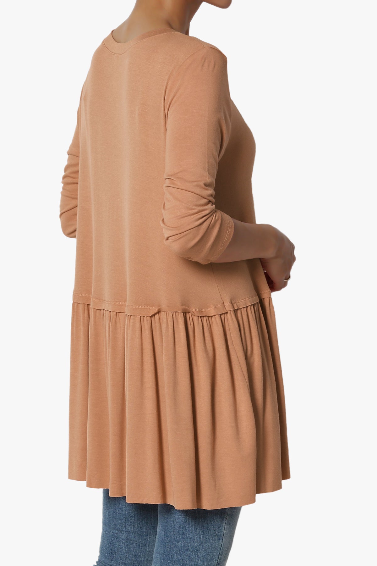 Tofino 3/4 Sleeve Pleated Peplum Top PLUS