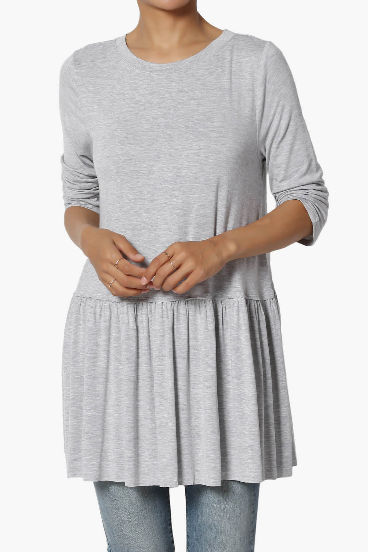 Tofino 3/4 Sleeve Pleated Peplum Top