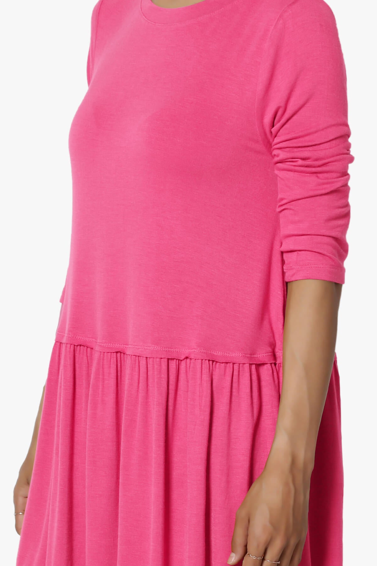 Tofino 3/4 Sleeve Pleated Peplum Top