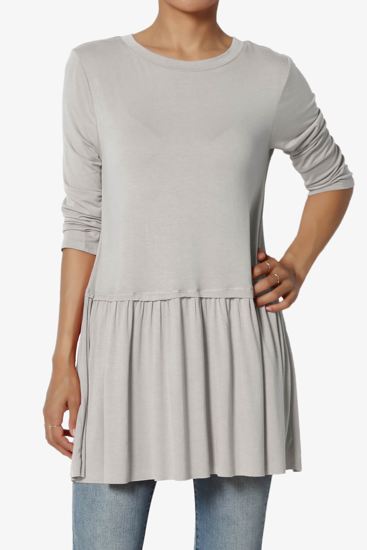 Tofino 3/4 Sleeve Pleated Peplum Top