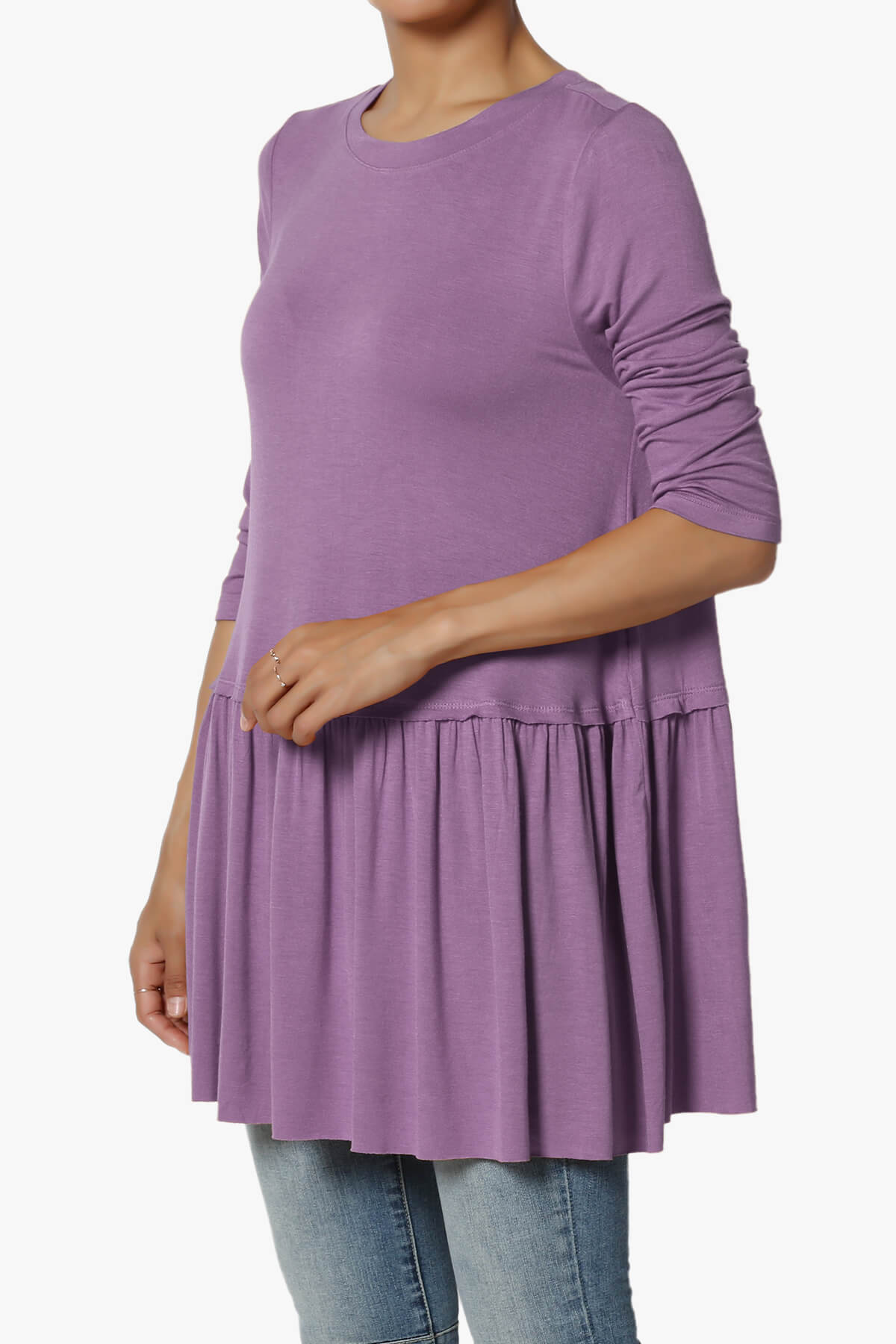 Tofino 3/4 Sleeve Pleated Peplum Top