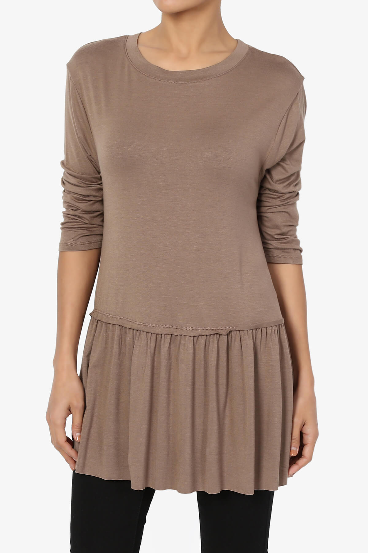 Tofino 3/4 Sleeve Pleated Peplum Top