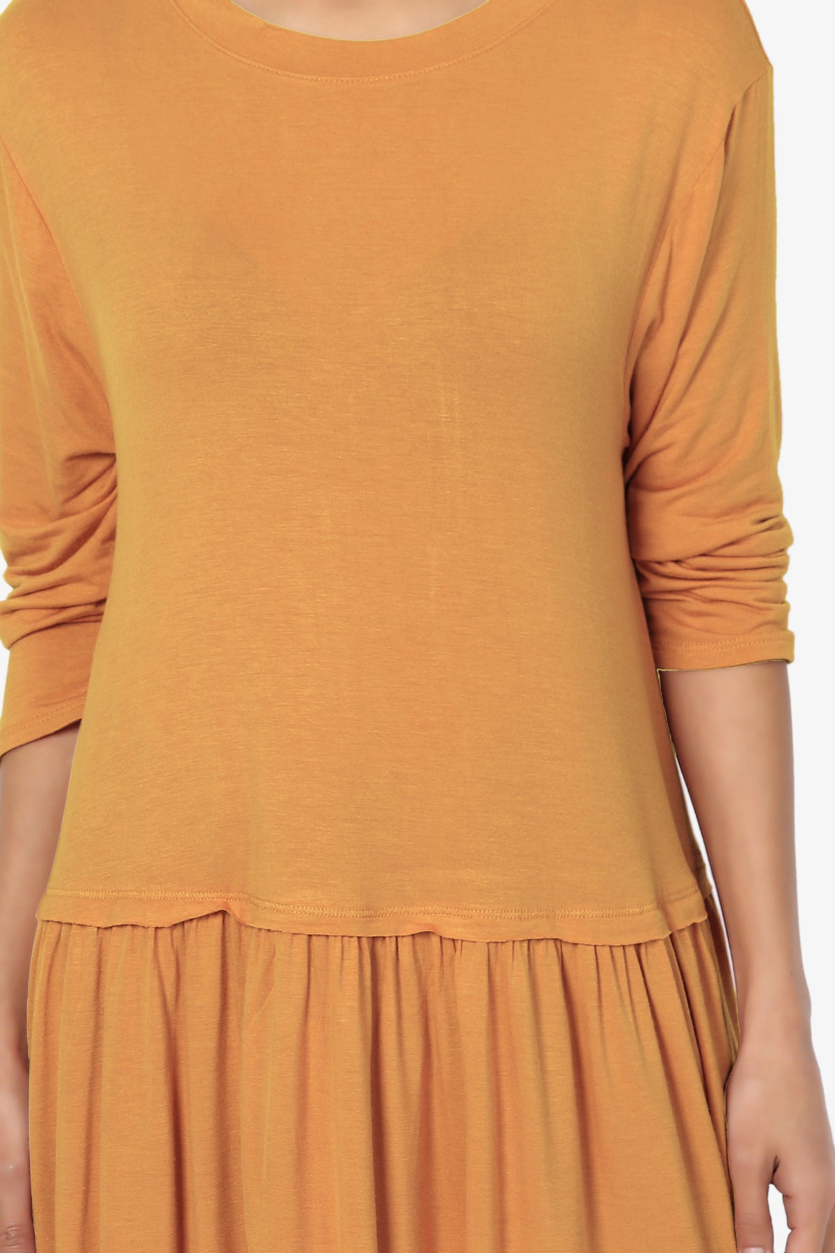 Tofino 3/4 Sleeve Pleated Peplum Top PLUS