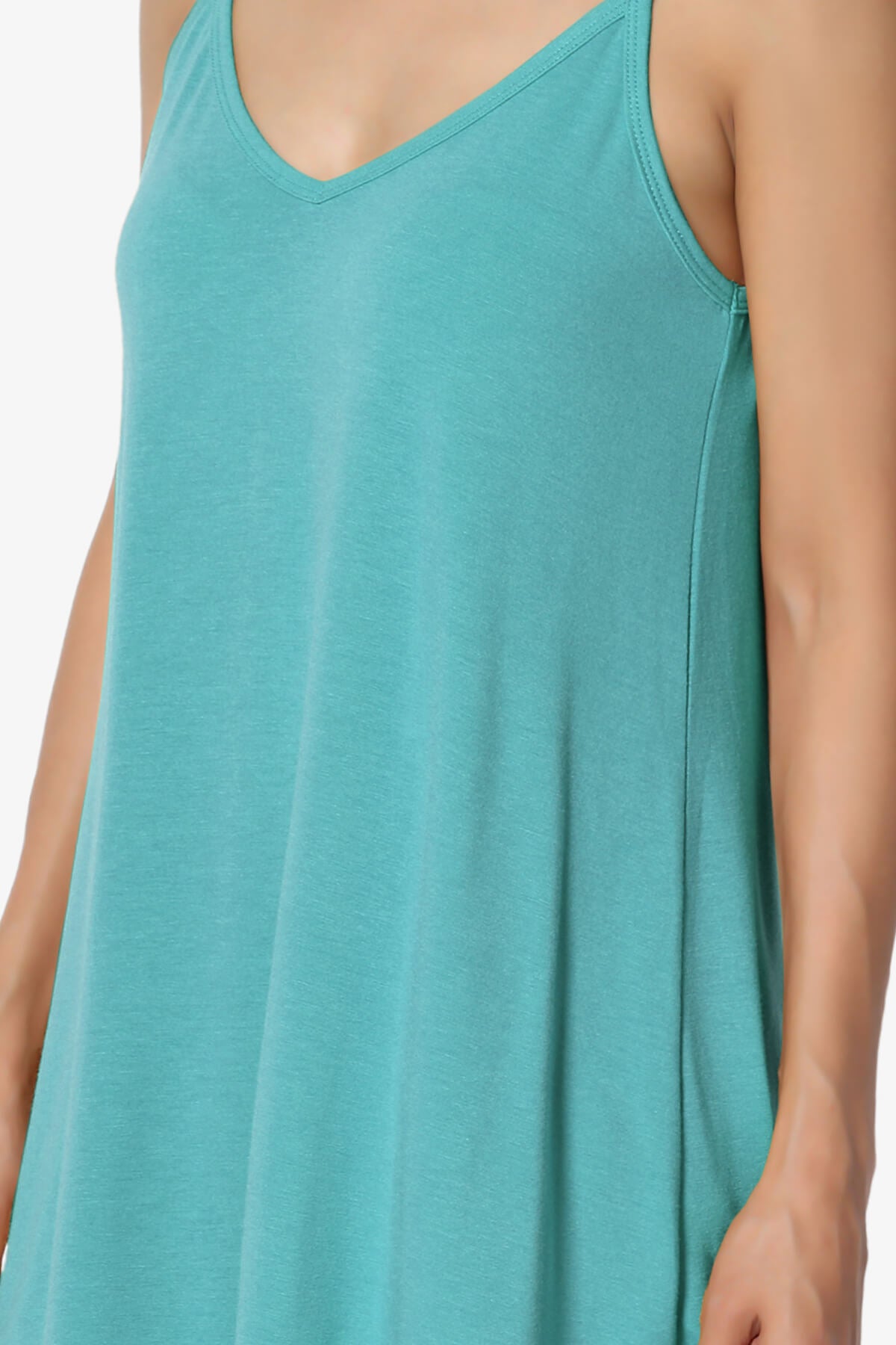 Chelsea Scoop & V Neck Flared Camisole Top DUSTY TEAL_5