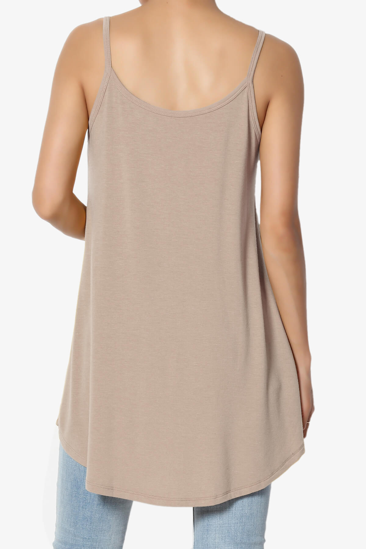 Chelsea Scoop & V Neck Flared Camisole Top LIGHT MOCHA_2