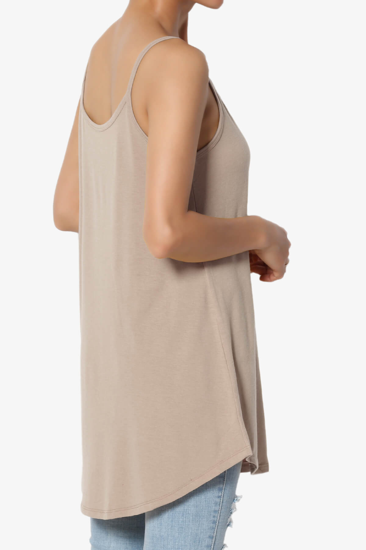 Chelsea Scoop & V Neck Flared Camisole Top LIGHT MOCHA_4