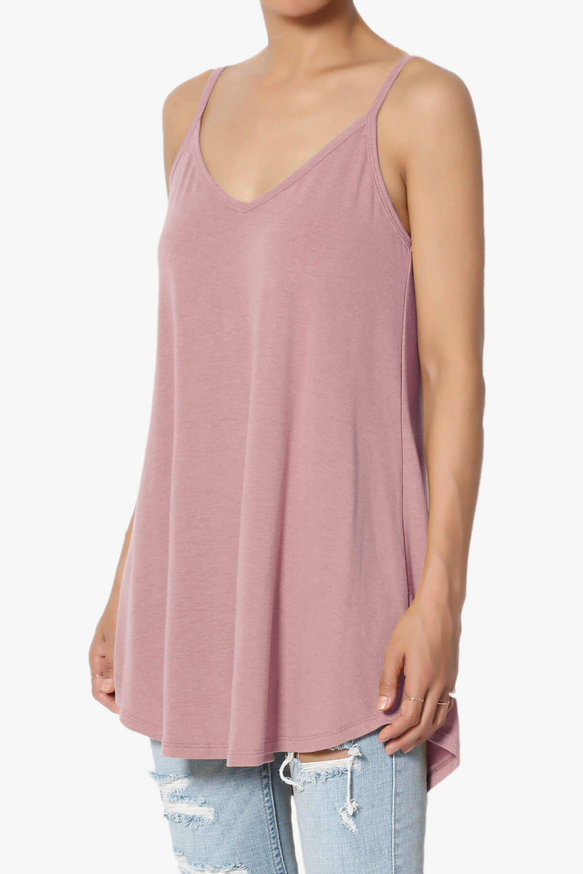 Chelsea Scoop & V Neck Flared Camisole Top LIGHT ROSE_3