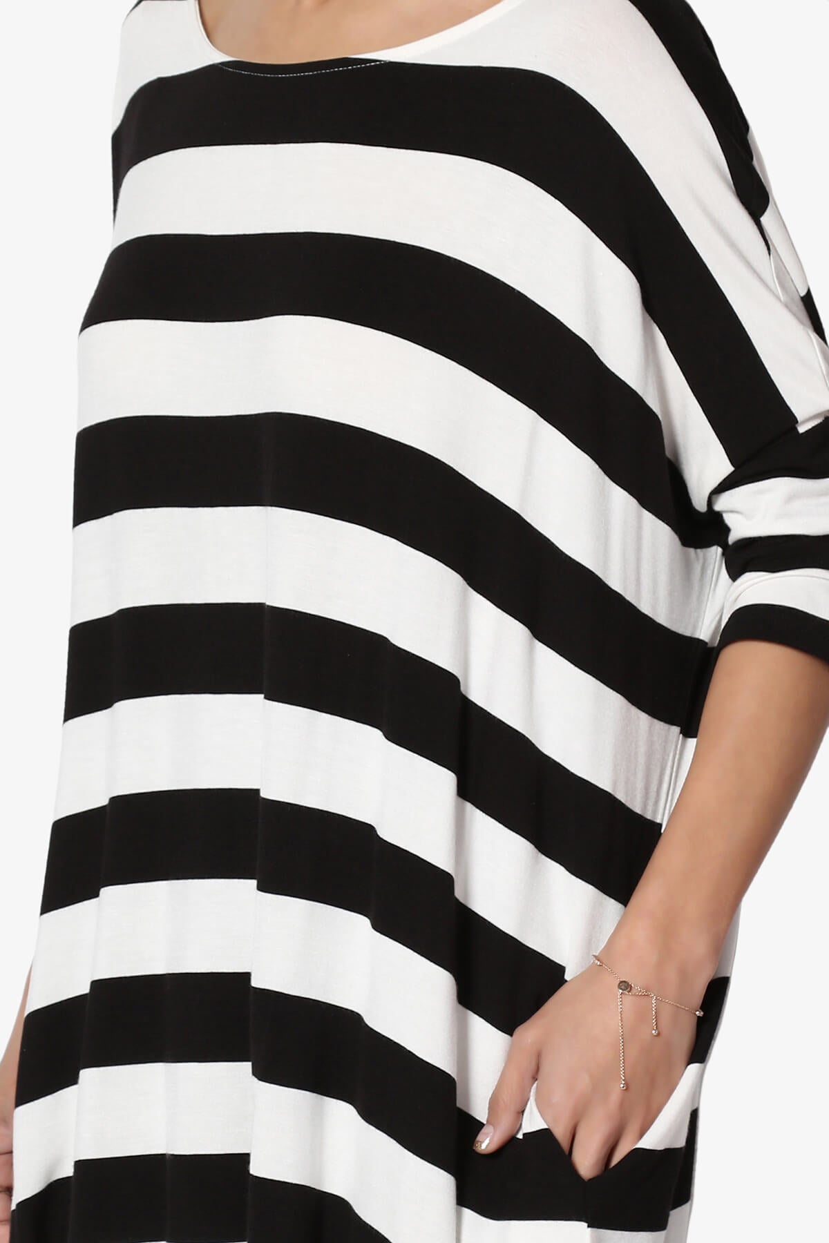 Timp Stripe Drop Shoulder Tunic Top BLACK AND WHITE_5