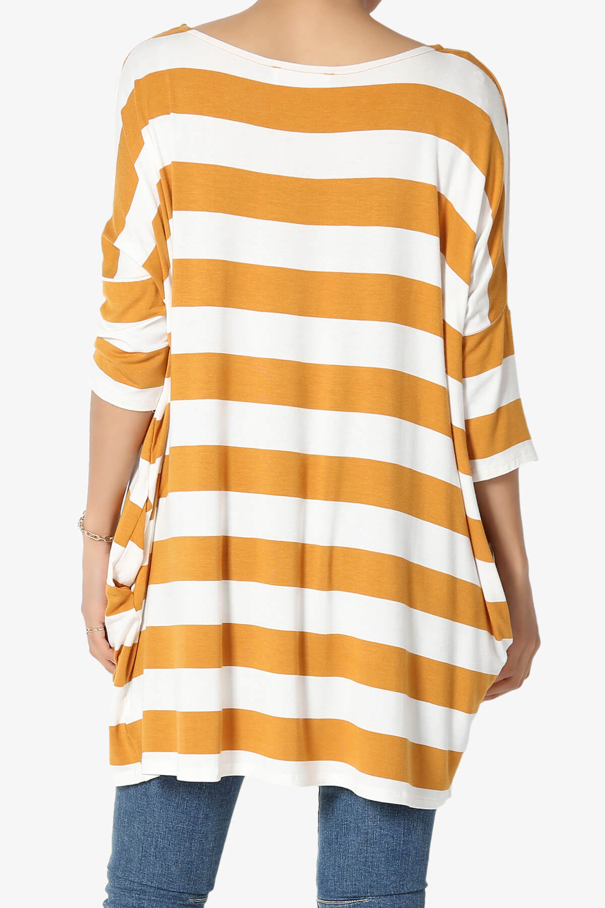 Timp Stripe Drop Shoulder Tunic Top GOLDEN MUSTARD_2