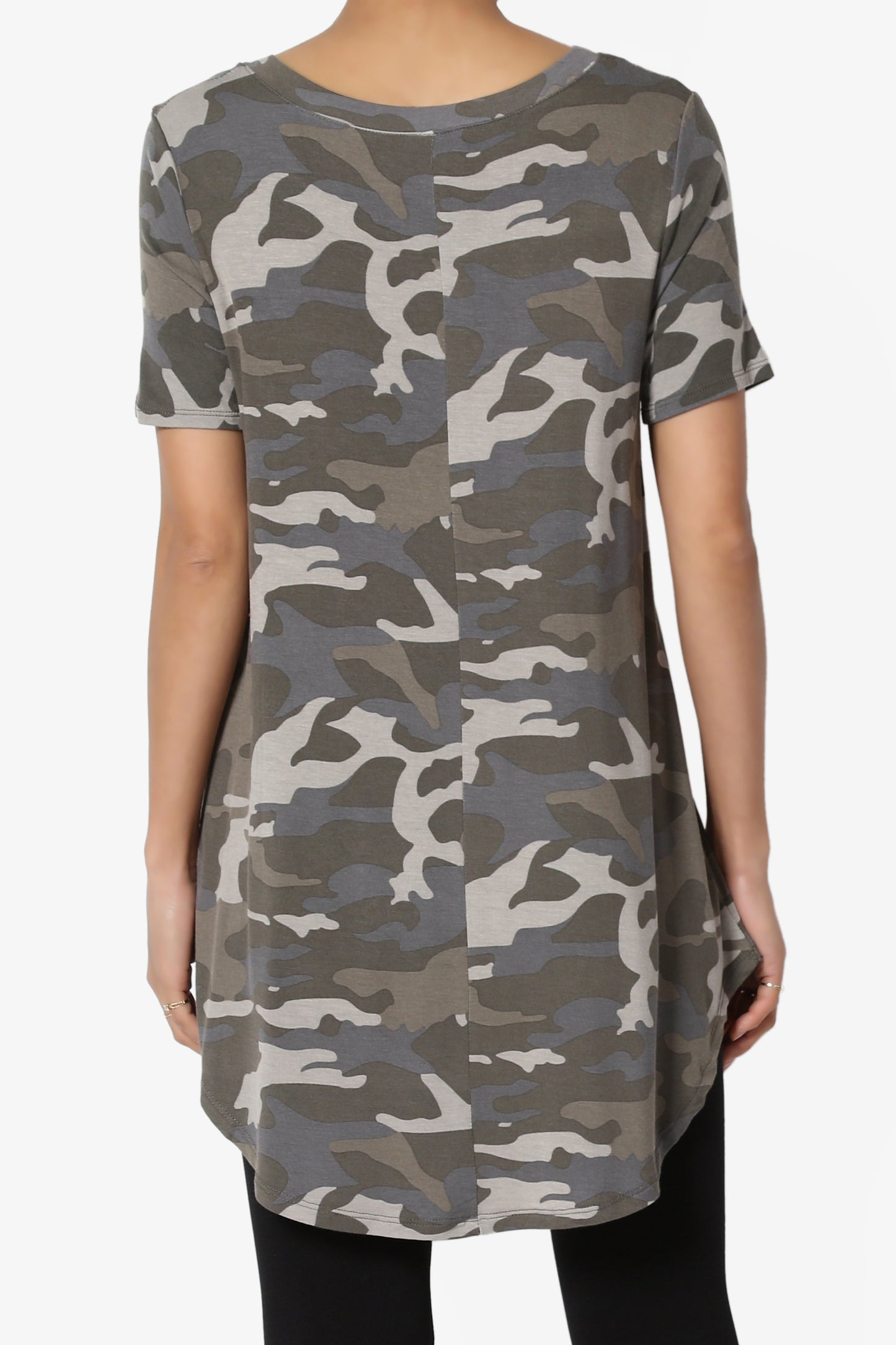 Quintana Camo V-Neck Short Sleeve Top DUSTY OLIVE_2