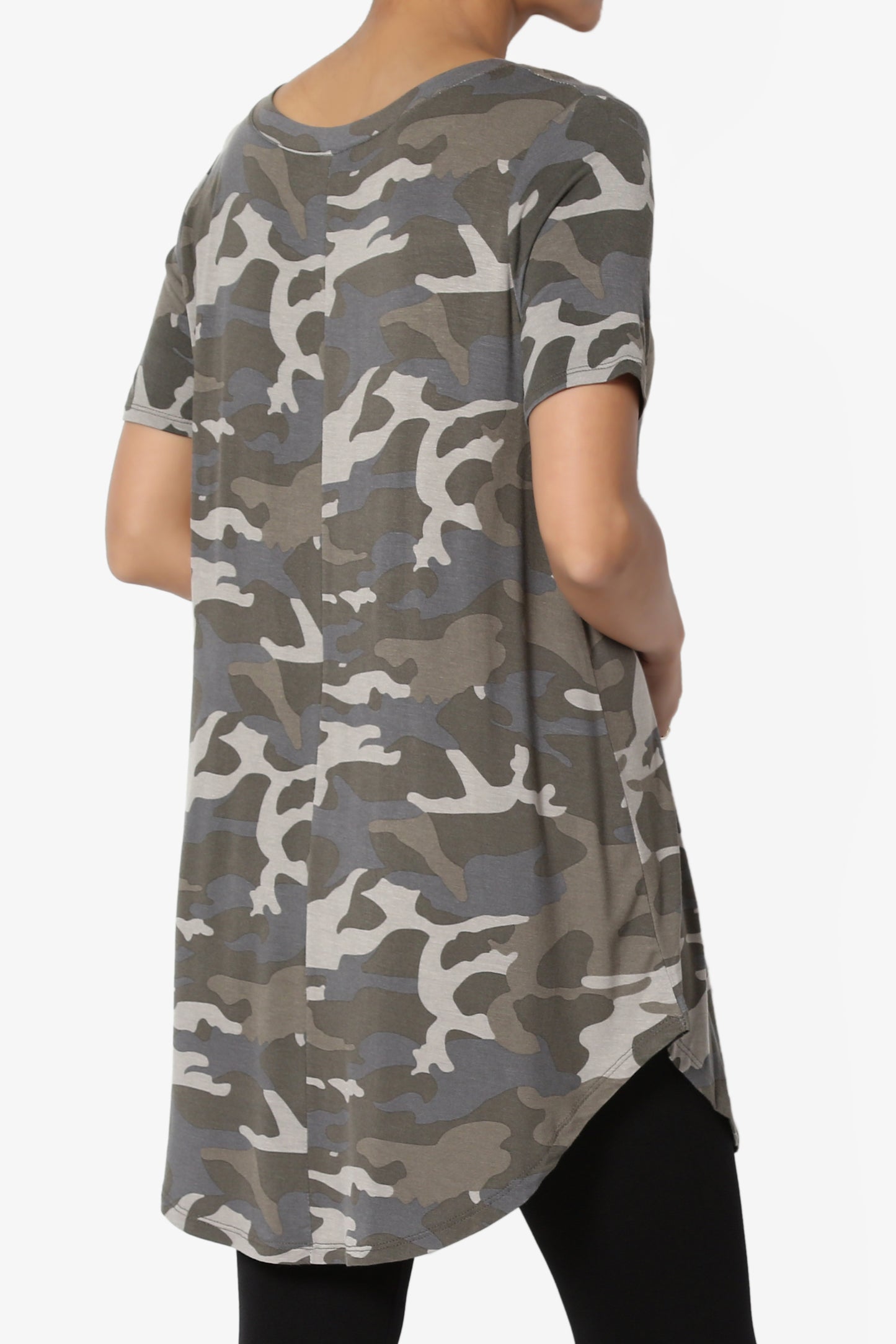 Quintana Camo V-Neck Short Sleeve Top DUSTY OLIVE_4