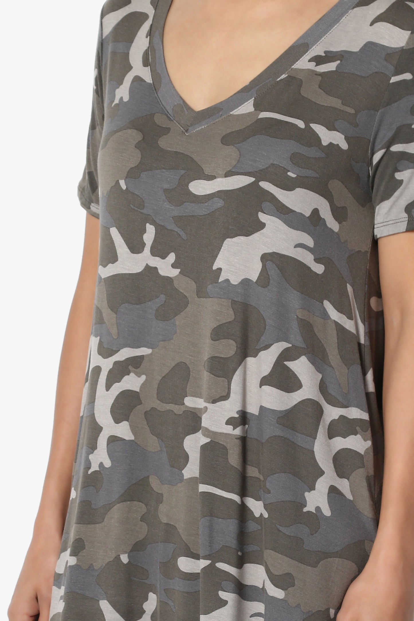 Quintana Camo V-Neck Short Sleeve Top DUSTY OLIVE_5