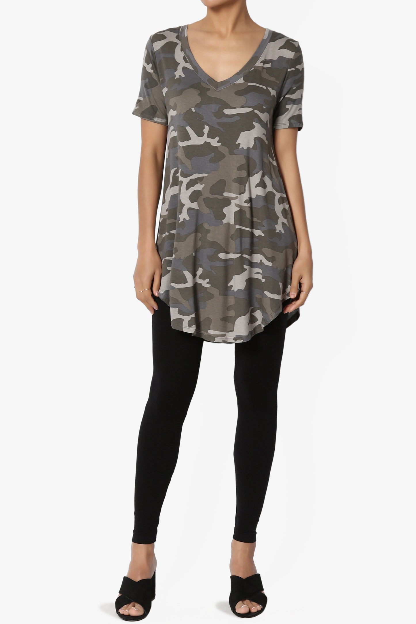 Quintana Camo V-Neck Short Sleeve Top DUSTY OLIVE_6