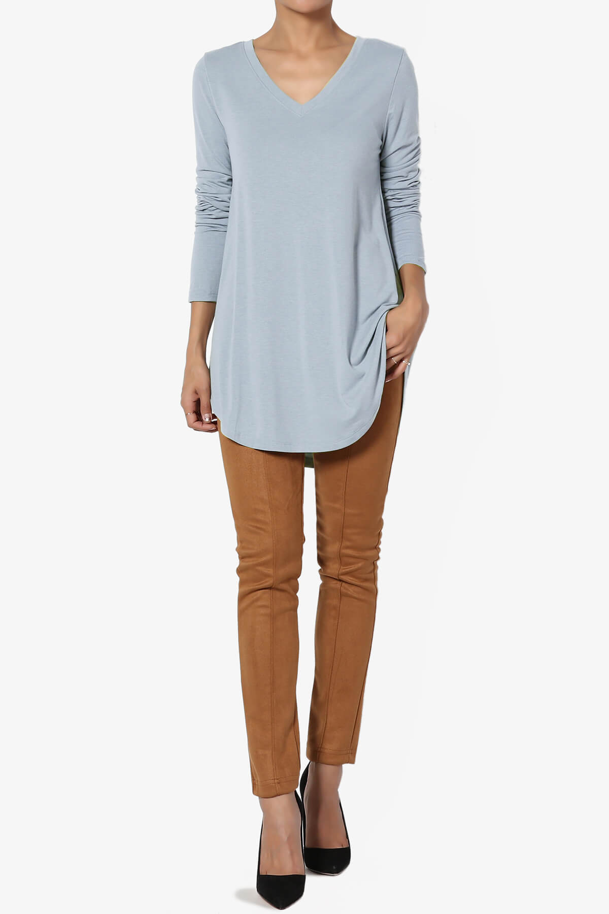 Ramada Long Sleeve Flowy Jersey Top ASH BLUE_6