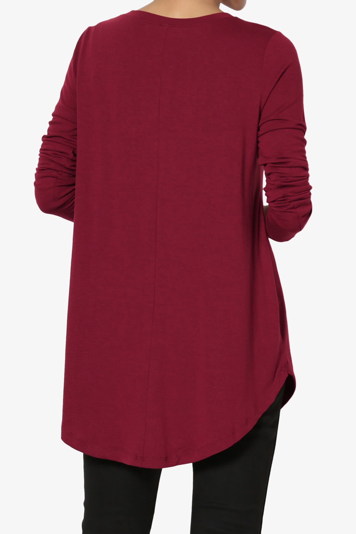 Ramada Long Sleeve Flowy Jersey Top BURGUNDY_2