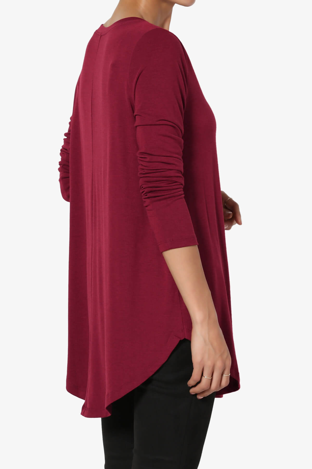 Ramada Long Sleeve Flowy Jersey Top BURGUNDY_4
