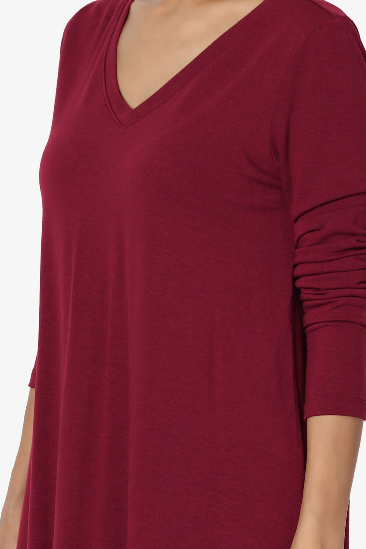 Ramada Long Sleeve Flowy Jersey Top BURGUNDY_5