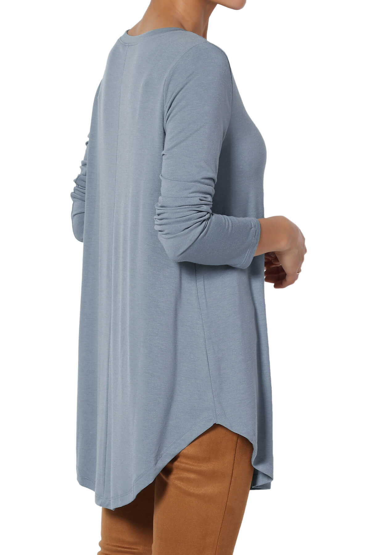 Ramada Long Sleeve Flowy Jersey Top CEMENT_4