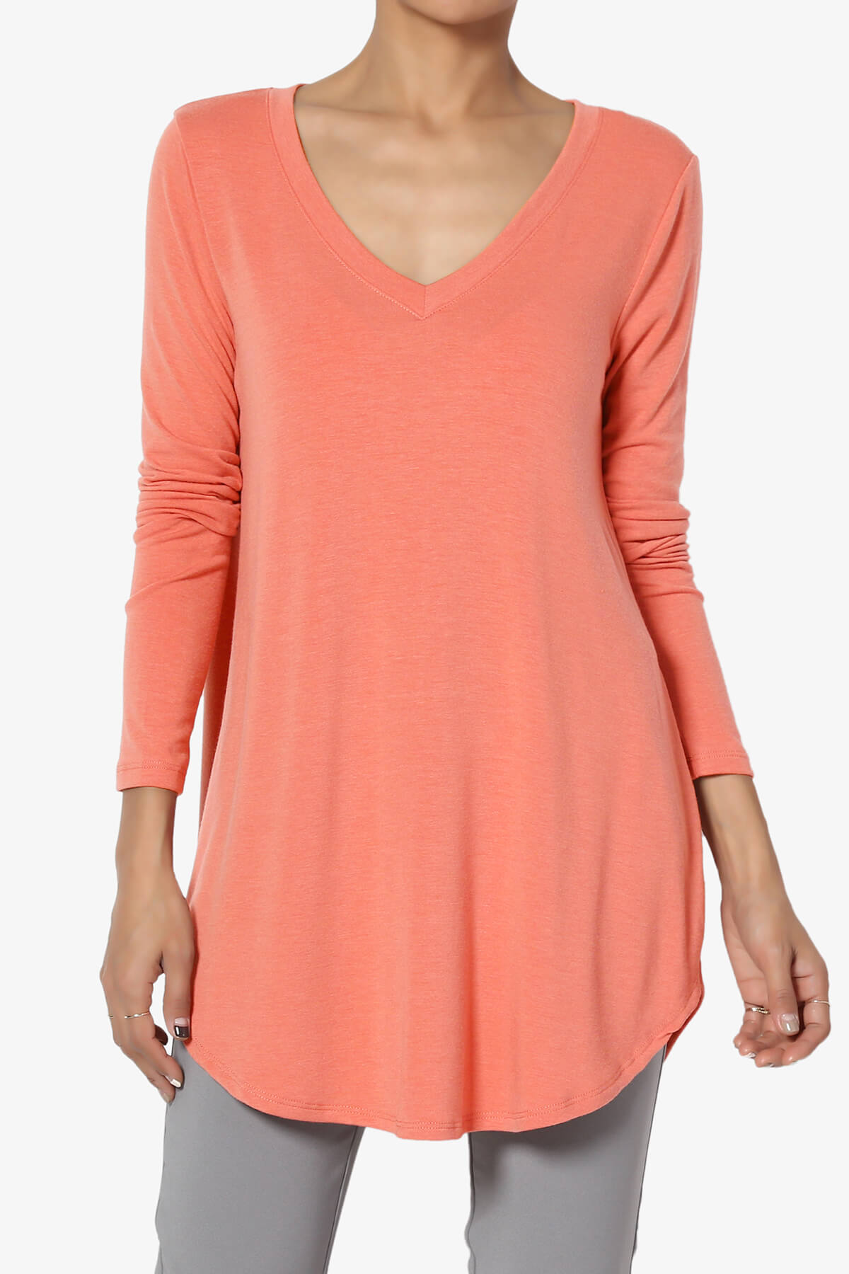 Ramada Long Sleeve Flowy Jersey Top CORAL_1