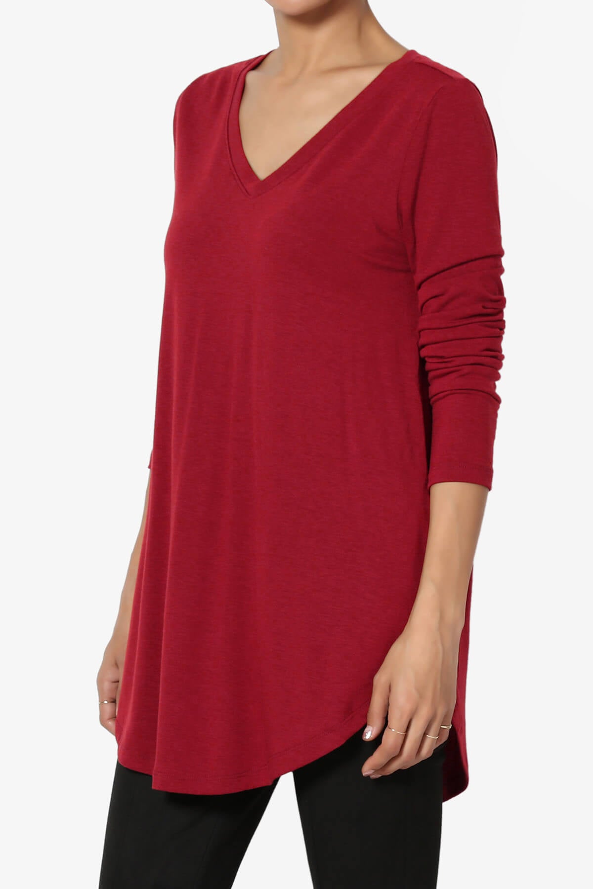 Ramada Long Sleeve Flowy Jersey Top DARK RED_3