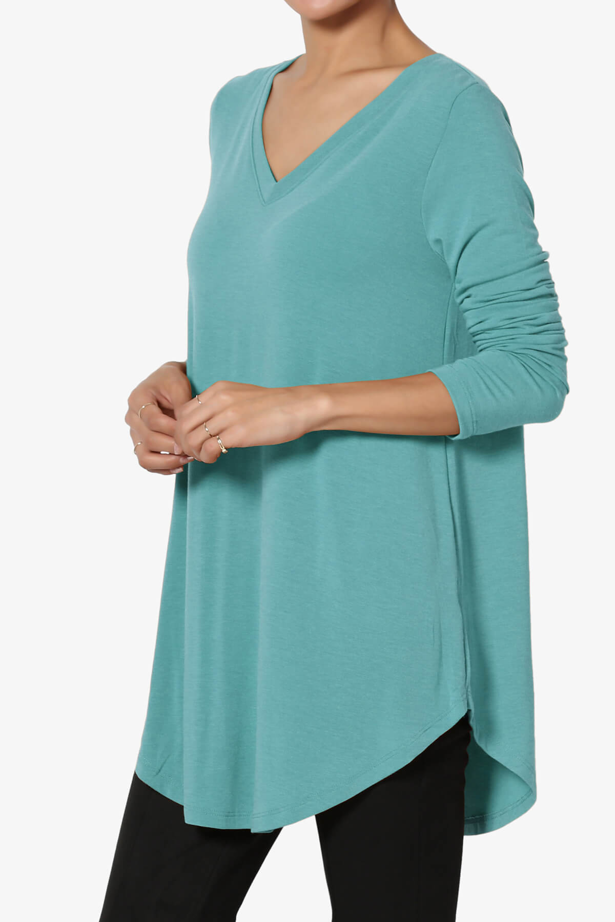 Ramada Long Sleeve Flowy Jersey Top DUSTY TEAL_3