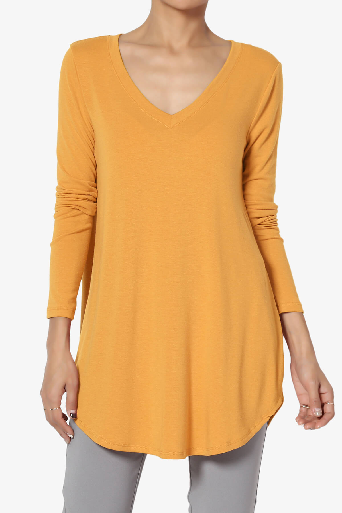 Ramada Long Sleeve Flowy Jersey Top GOLDEN MUSTARD_1