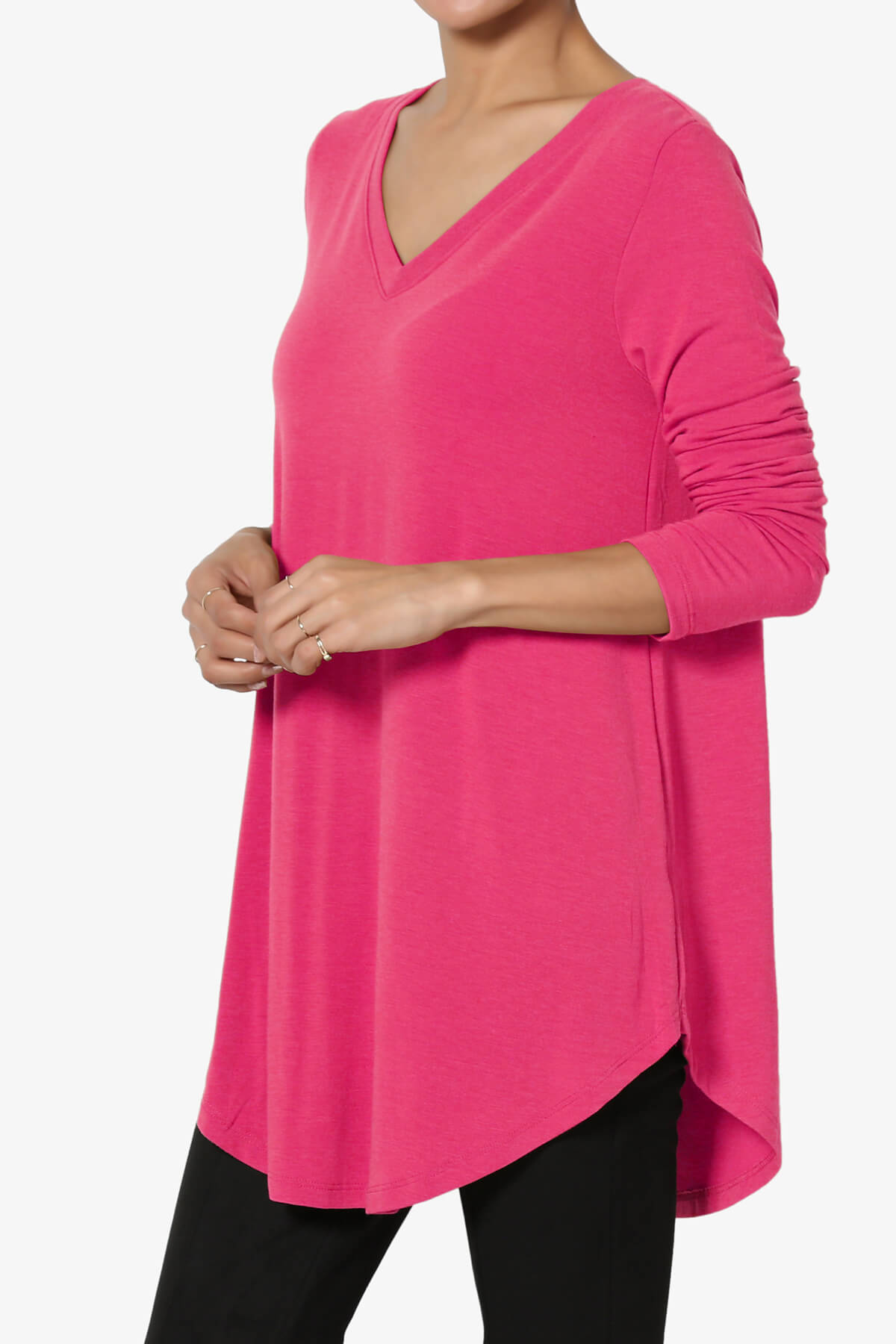 Ramada Long Sleeve Flowy Jersey Top HOT PINK_3