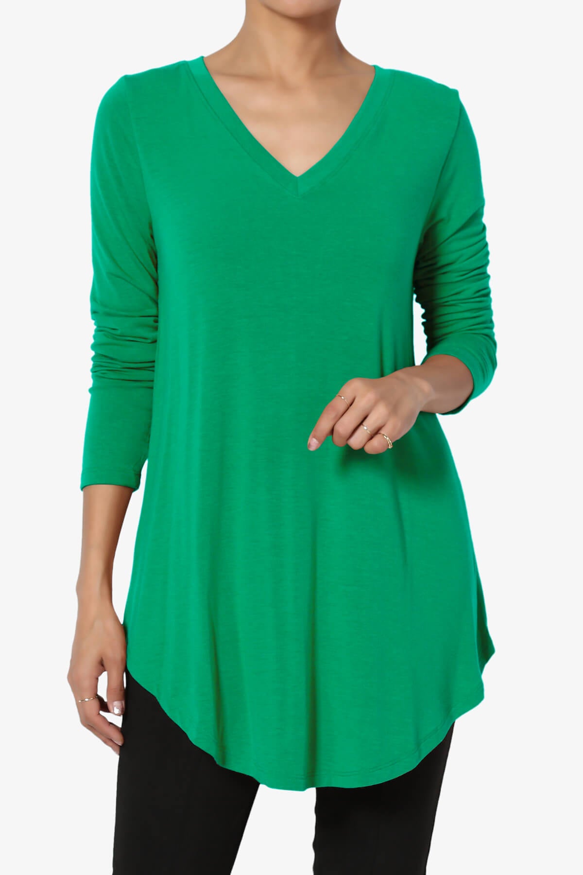 Ramada Long Sleeve Flowy Jersey Top KELLY GREEN_1