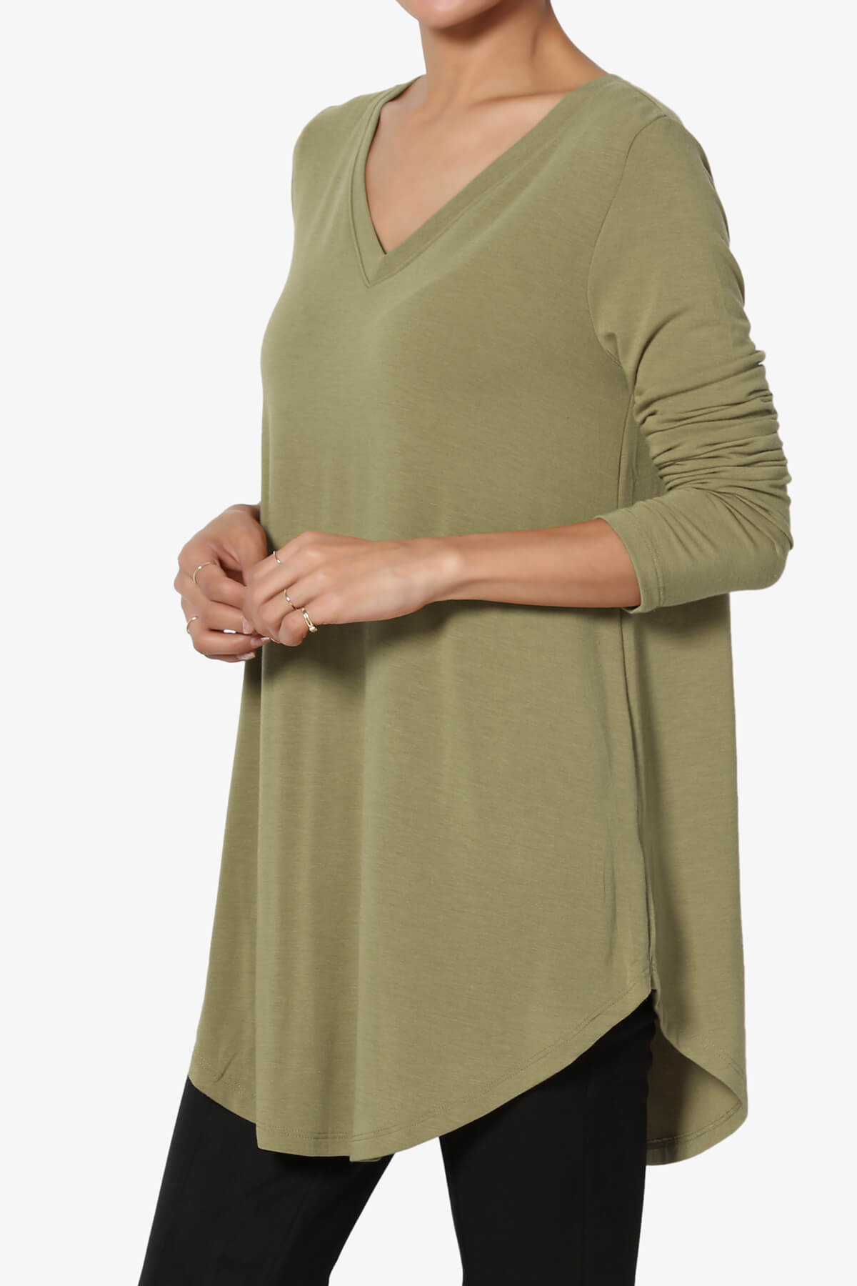 Ramada Long Sleeve Flowy Jersey Top KHAKI GREEN_3