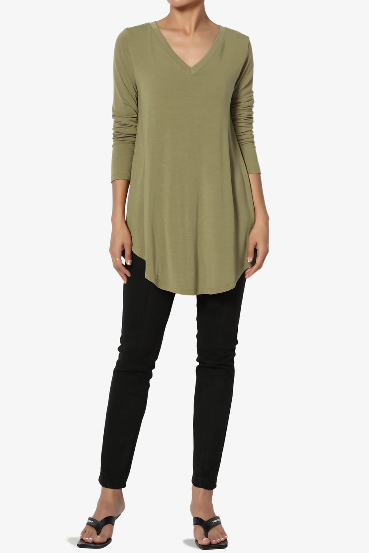 Ramada Long Sleeve Flowy Jersey Top KHAKI GREEN_6