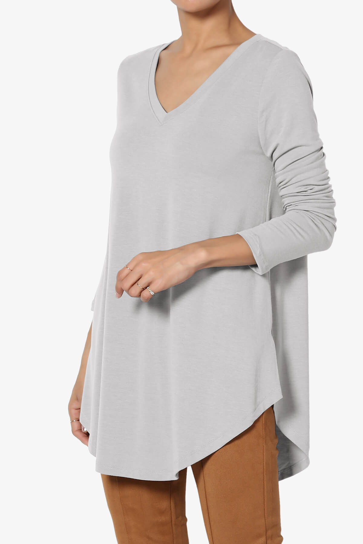 Ramada Long Sleeve Flowy Jersey Top LIGHT GREY_3