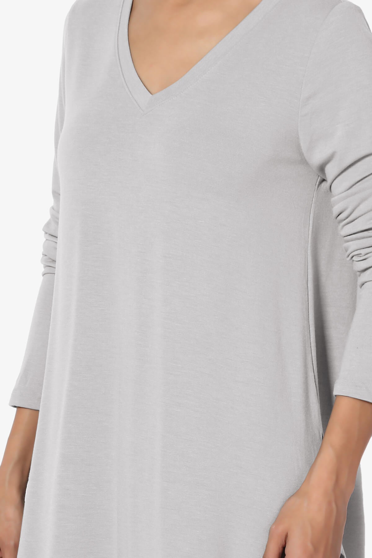 Ramada Long Sleeve Flowy Jersey Top LIGHT GREY_5