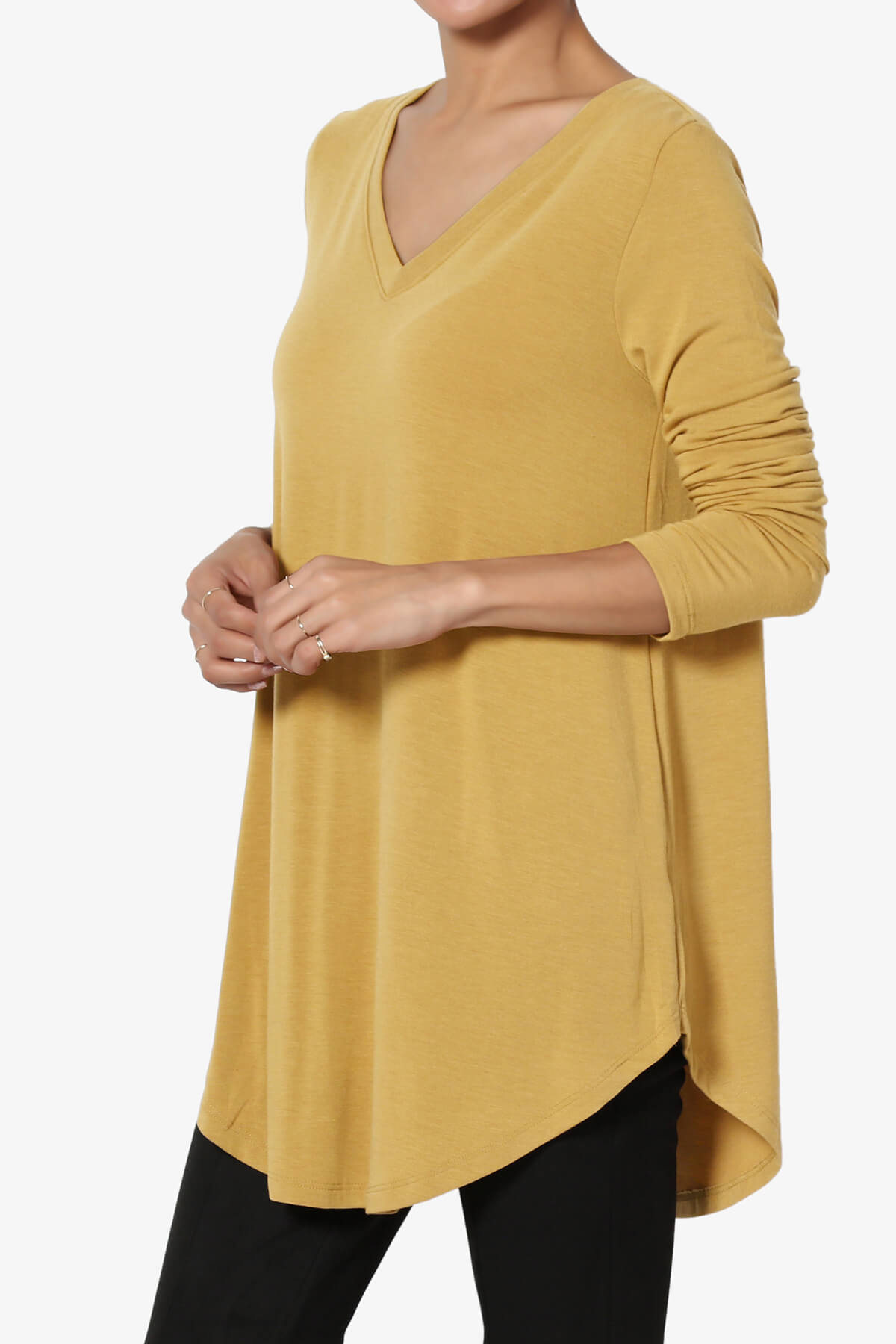 Ramada Long Sleeve Flowy Jersey Top LIGHT MUSTARD_3